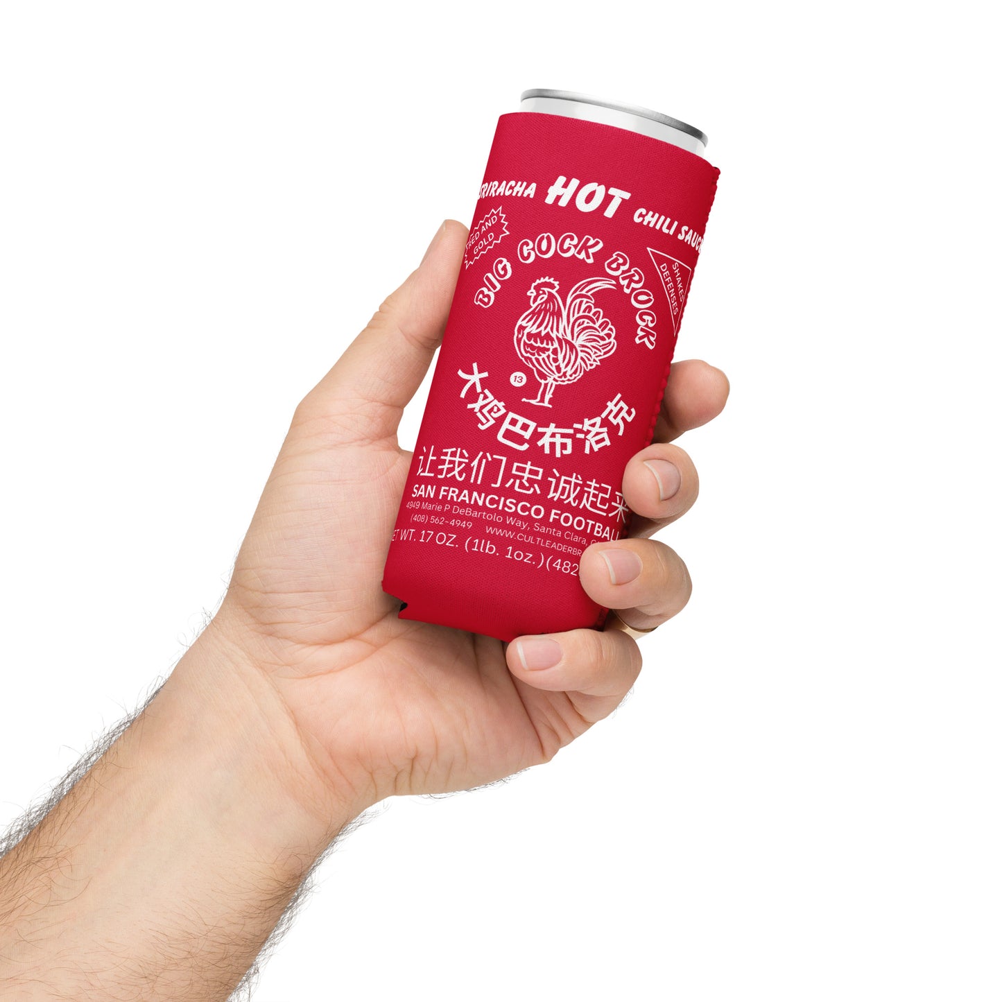 SeaFawks Cult :: Big Cock Sriracha Label Can cooler