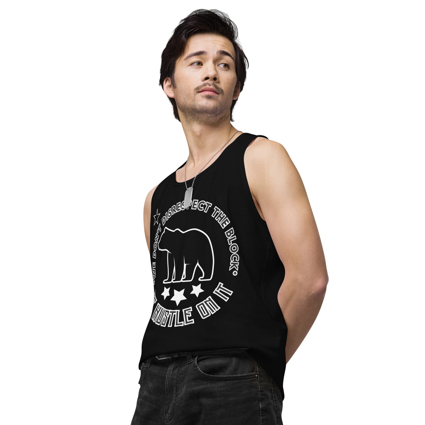 Cult Bear Star Logo / If You Don't Hustle You Don't Eat Men’s premium tank top