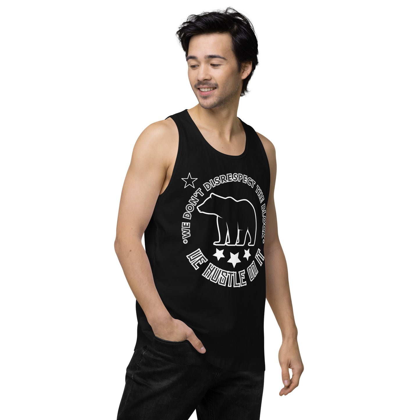 Cult Bear Star Logo / If You Don't Hustle You Don't Eat Men’s premium tank top