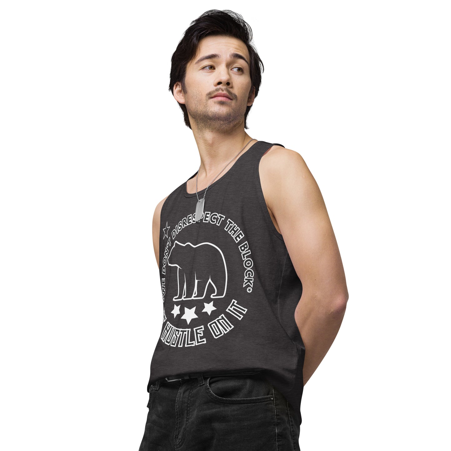 Cult Bear Star Logo / If You Don't Hustle You Don't Eat Men’s premium tank top