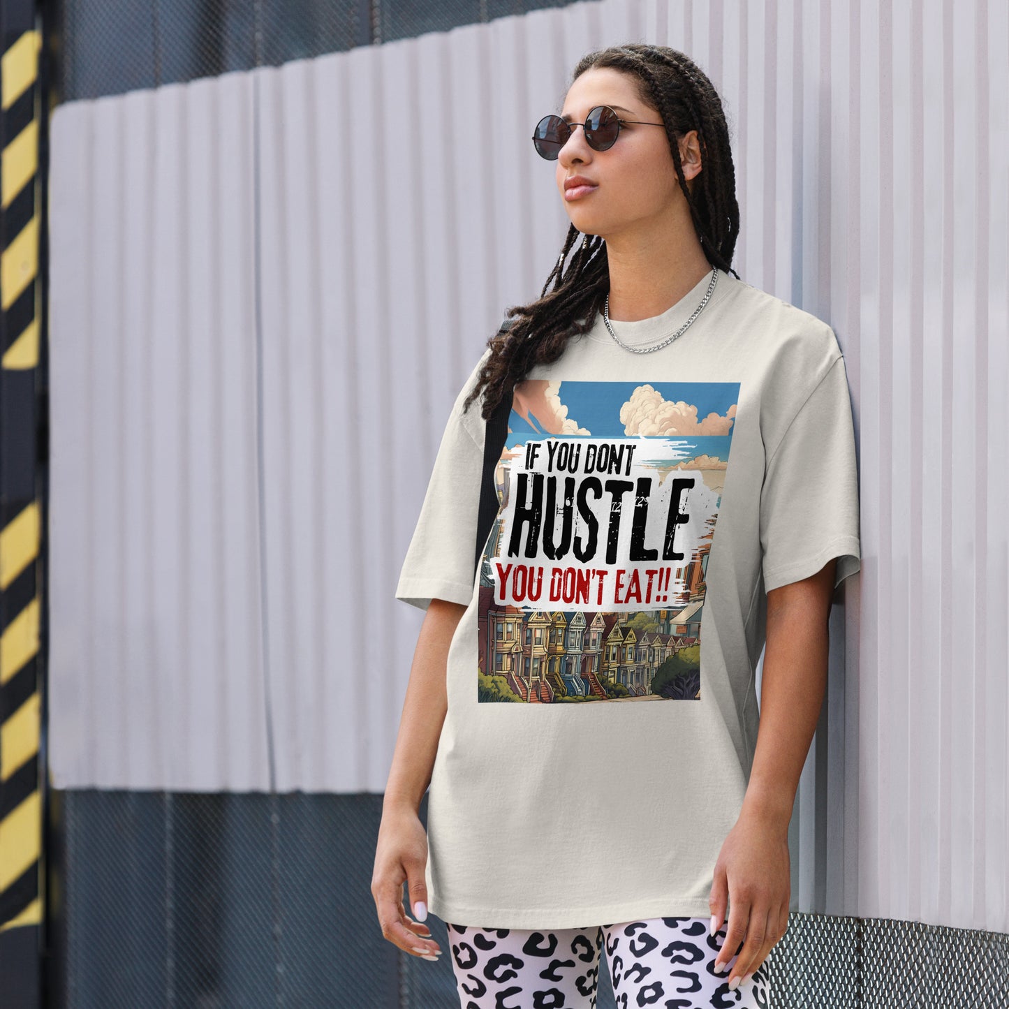 If You Don't Hustle You Don't East SFC Oversized faded t-shirt