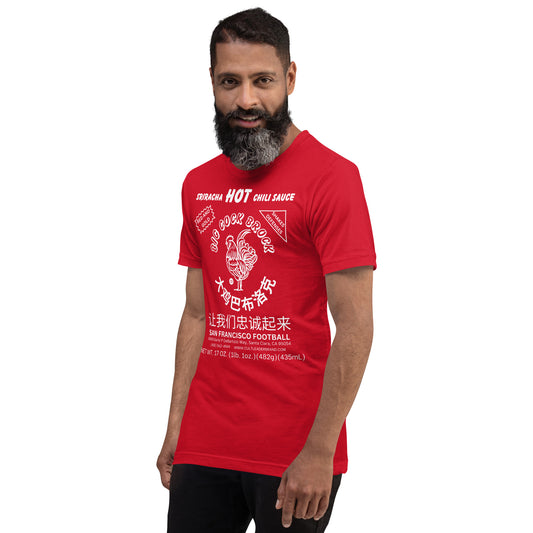 SeaFawks Cult :: Big Cock Sriracha Label Unisex t-shirt