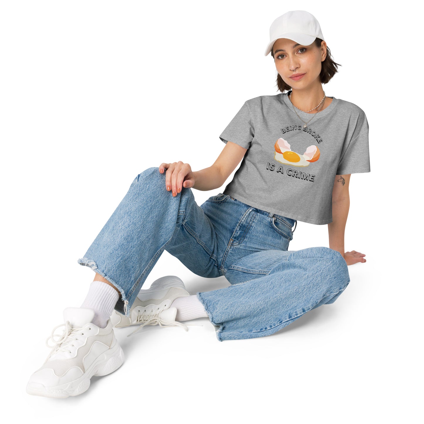 Being Broke Is A Crime Egg Women’s crop top