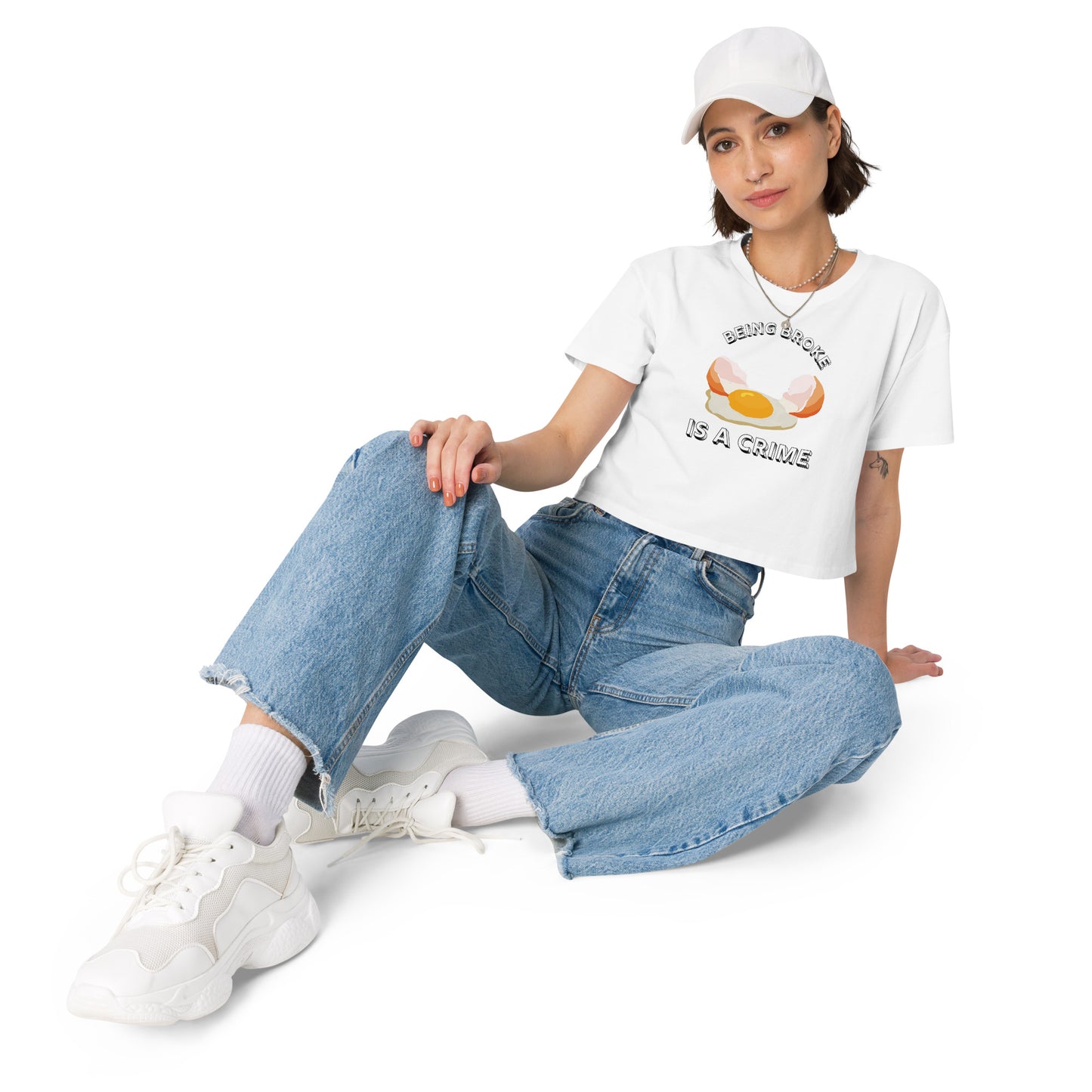 Being Broke Is A Crime Egg Women’s crop top